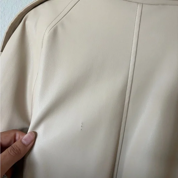 ZARA Cream Faux Leather Trench Coat – Size L - Great Condition - Picture 6 of 9